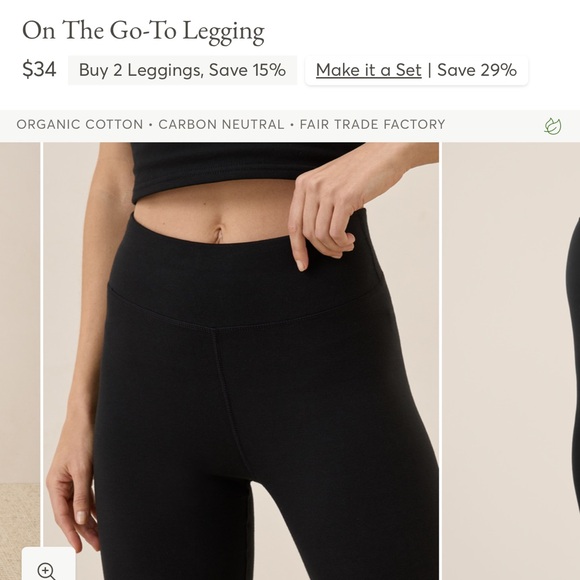 NWOT Pact Organic Cotton Black Leggings - Picture 8 of 9